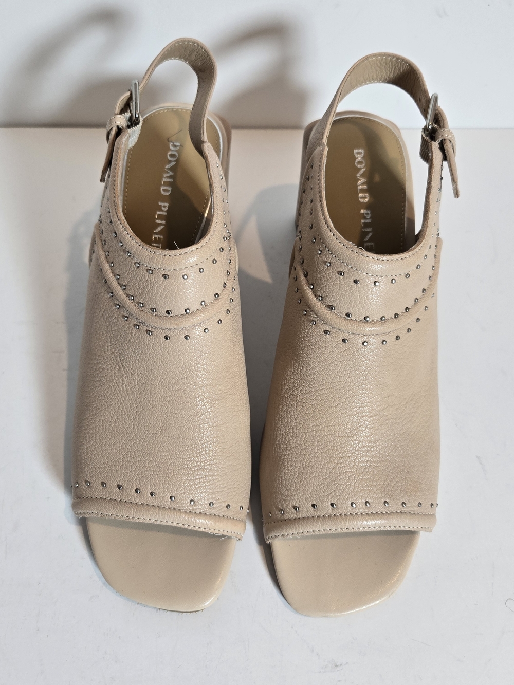 Donald J. Pliner Beige Leather Slingback Sandals
